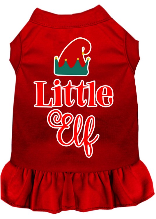 Little Elf Screen Print Dog Dress Red 4X